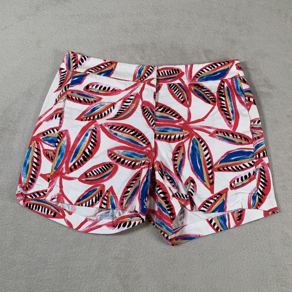 J Crew Shorts Womens 4‎ Multicolor Leaf Print Cotton H5166 Summer Casual SU18